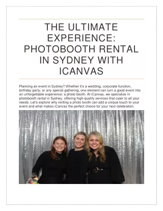 THE ULTIMATE EXPERIENCE: PHOTOBOOTH RENTAL IN SYDNEY WITH ICANVAS