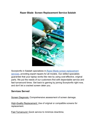 Razer Blade  Screen Seplacement Service Salalah