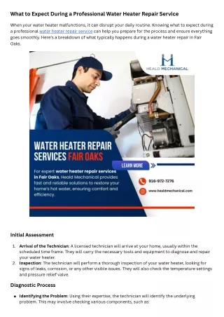 What to Expect During a Professional Water Heater Repair Service