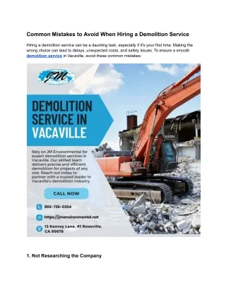 Common Mistakes to Avoid When Hiring a Demolition Service