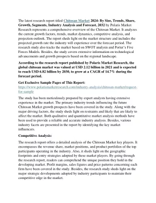 Chitosan Market Size & Share Updated Research Report Analysis By 2024-2032