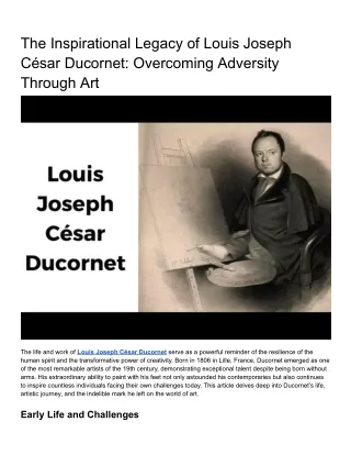 The Inspirational Legacy of Louis Joseph César Ducornet_ Overcoming Adversity Through Art