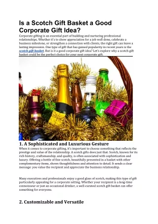 Is a Scotch Gift Basket a Good Corporate Gift Idea