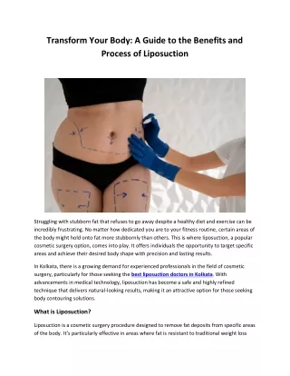 Transform Your Body: A Guide to the Benefits and Process of Liposuction