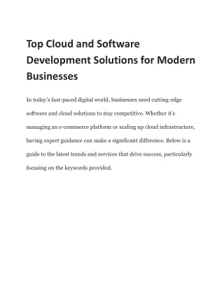Top Cloud and Software Development Solutions