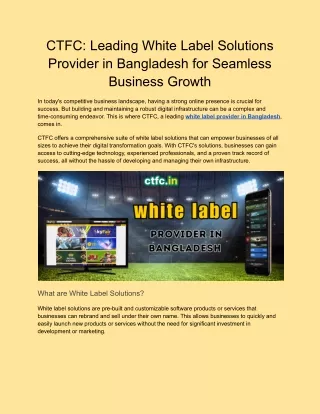 CTFC: Leading White Label Provider Revolutionizing Fintech in Bangladesh