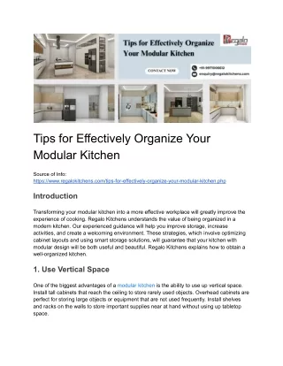 Tips for Effectively Organize Your Modular Kitchen
