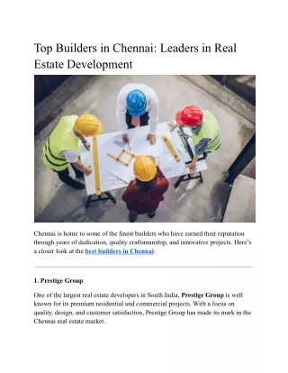 Top Builders in Chennai_ Leaders in Real Estate Development