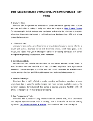 Data Types_ Structured, Unstructured, and Semi-Structured – Key Points