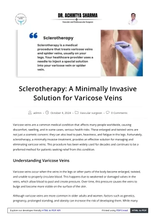 Sclerotherapy: A Proven Solution for Varicose Veins