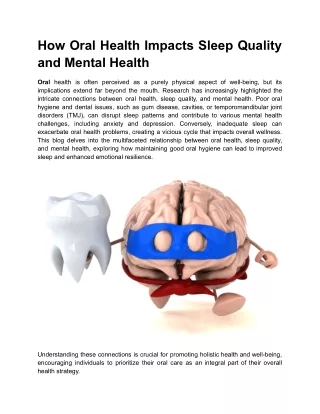 How Oral Health Impacts Sleep Quality and Mental Health