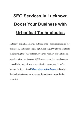 SEO Services in Lucknow_ Boost Your Business with Urbanfeat Technologies