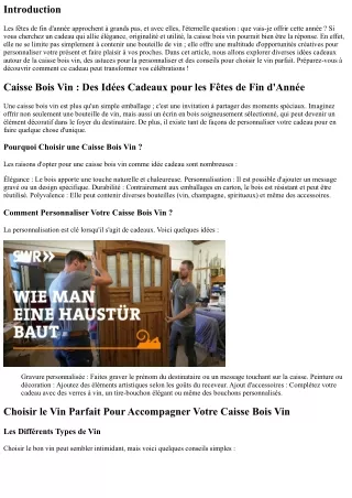 Caisse Bois Vin : Des Idées Cadeaux pour les Fêtes de Fin d'Année
