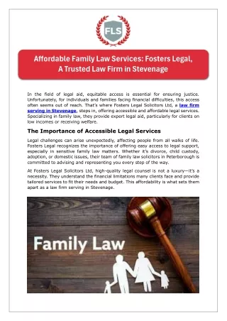 Fosters Legal a Trusted Law Firm in Stevenage