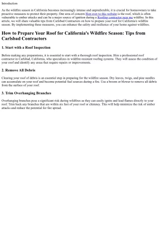 How to Prepare Your Roof for California's Wildfire Season: Tips from Carlsbad Co