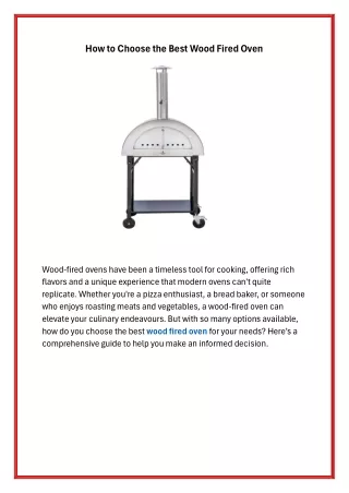 How to Choose the Best Wood Fired Oven