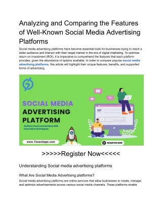 Analyzing and Comparing the Features of Well-Known Social Media Advertising Platforms