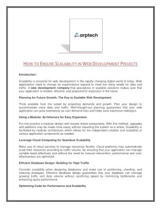 HOW TO ENSURE SCALABILITY IN WEB DEVELOPMENT PROJECTS