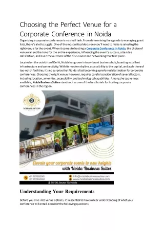 Choosing the Perfect Venue for a Corporate Conference in Noida