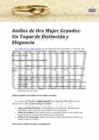 Anillos de Oro Mujer Grandes