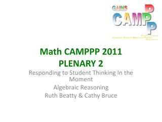 Math CAMPPP 2011 PLENARY 2