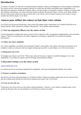 Astuces pour utiliser des caisses en bois dans votre cuisine