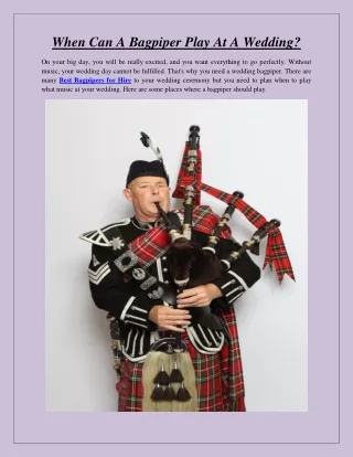 When Can A Bagpiper Play At A Wedding?