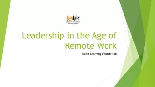 Leadership in the Age of Remote Work