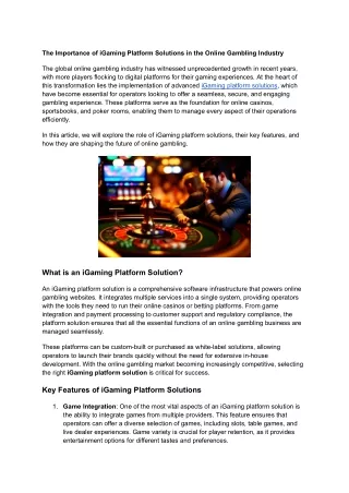 Revolutionising the Online Gambling Industry with iGaming Software Solutions