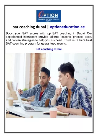 sat coaching dubai optioneducation.ae