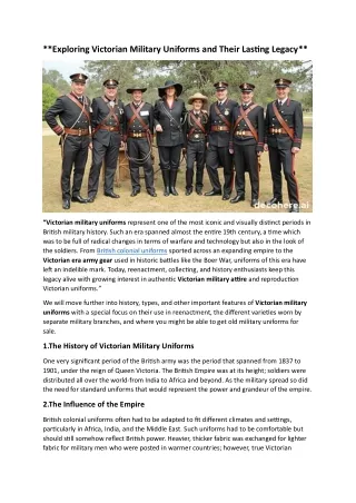 Exploring Victorian Military Uniforms and Their Lasting Legacy