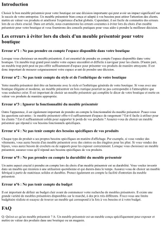 Les erreurs à éviter lors du choix d'un meuble présentoir pour votre boutique