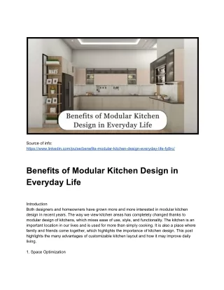 Benefits of Modular Kitchen Design in Everyday Life
