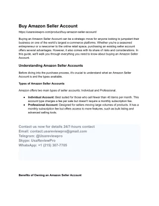 Buy Amazon Seller Account