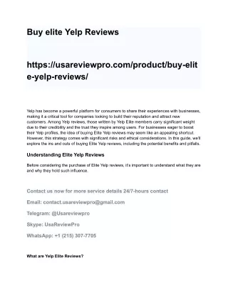 Buy elite Yelp Reviews USA