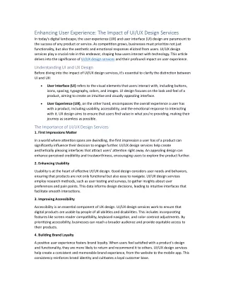 Enhancing User Experience: The Impact of UI/UX Design Services