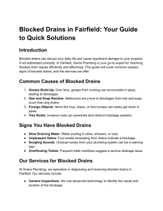 Blocked Drains in Fairfield_ Your Guide to Quick Solutions