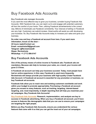 Buy Facebook Ads Accounts USA