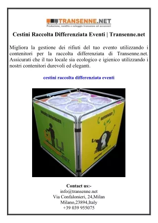 Cestini Raccolta Differenziata Eventi  Transenne.net