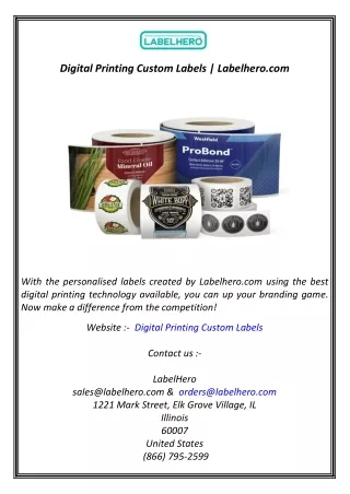 Digital Printing Custom Labels  Labelhero.com