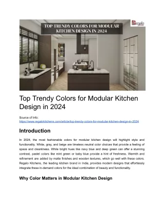 Top Trendy Colors for Modular Kitchen Design in 2024