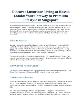 Discover Luxurious Living at Kassia Condo