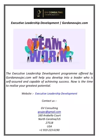 Executive Leadership Development  Gordanavujec.com
