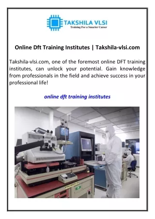 Online Dft Training Institutes  Takshila-vlsi.com