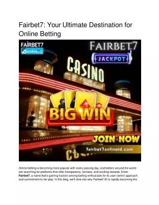 Fairbet7_ Your Ultimate Destination for Online Betting