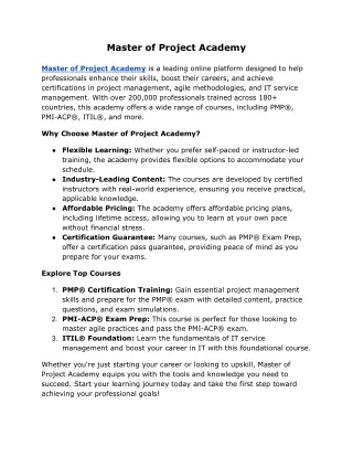 Master of Project Academy