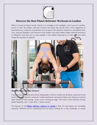 Discover the Best Pilates Reformer Workouts in London