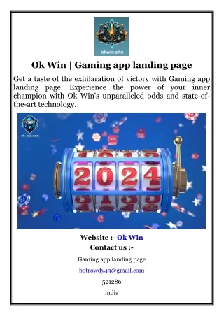 Ok Win  Gaming app landing page