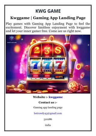 Kwggame  Gaming App Landing Page