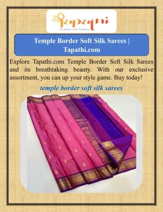 Temple Border Soft Silk Sarees   Tapathi.com